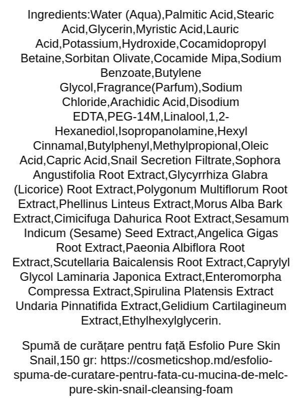 esfolio-pure-skin-snail-cleansing-foam-ingredients