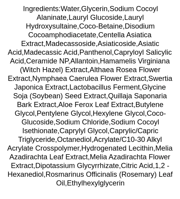 torriden-balanceful-cica-cleansing-gel-ingredients