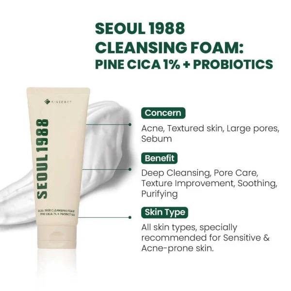 ksecret-seoul-1988-cleansing-foam-pine-cica-1percent-probiotics-150ml-pic-2