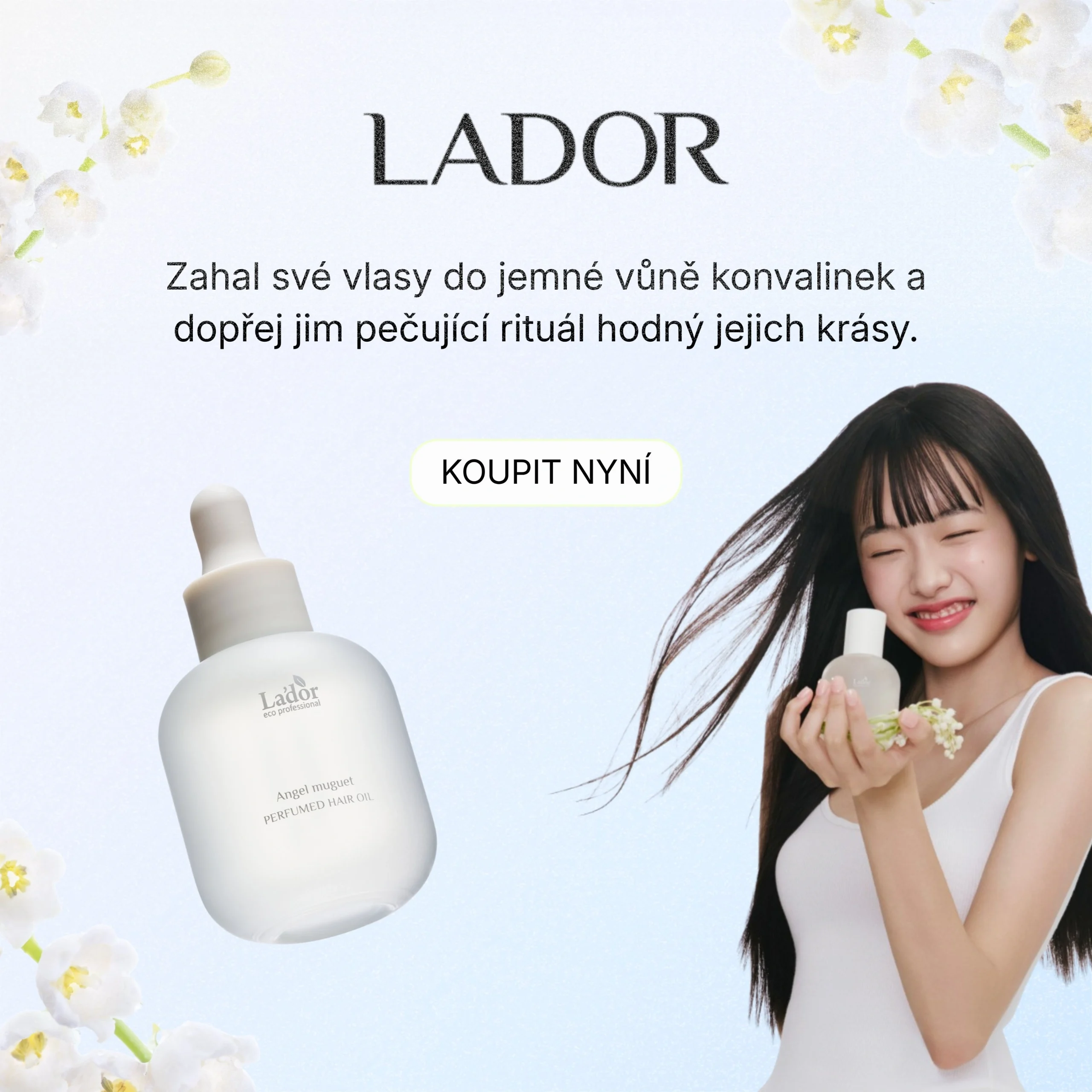 CZ_LADOR_MOBILE Parfémovaný vlasový olej Lador s jemnou vůní konvalinky